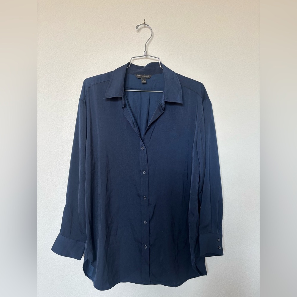 Banana Republic Button Down Navy Top